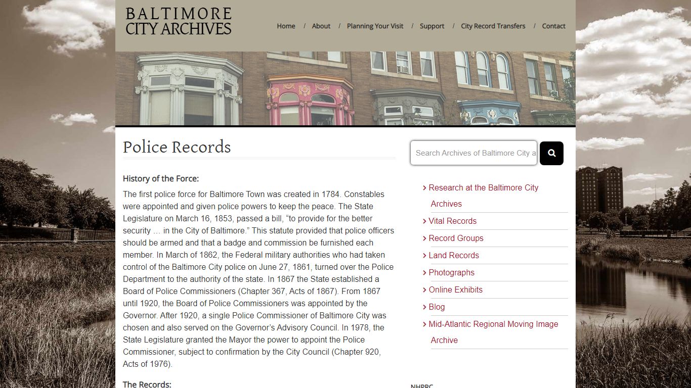 The Baltimore City Archives - Police Records - Maryland State Archives